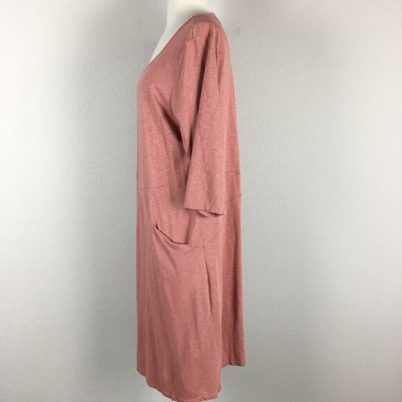 J Jill Pure Jill Muted Orange Knit 3/4 Sleeve Shift Dress Medium - Picture 4 of 7